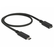 Delock Bovítokábel SuperSpeed USB (USB 3.1 Gen 1) USB Type-C dugó > hüvely, 3 A, 0,5 m, fekete (3 év)