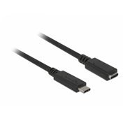 Delock Bovítokábel SuperSpeed USB (USB 3.1 Gen 1) USB Type-C dugó > hüvely, 3 A, 0,5 m, fekete (3 év)