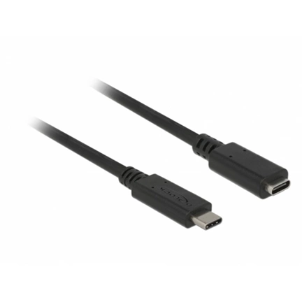 Delock Bovítokábel SuperSpeed USB (USB 3.1 Gen 1) USB Type-C dugó > hüvely, 3 A, 0,5 m, fekete (3 év)