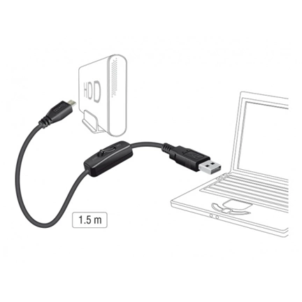 Delock Cable Charging USB 2.0 Type-A male > USB 2.0 Micro-B male with switch for Raspberry Pi 1.5 m (84803) Delock Cable Charging USB 2.0 Type-A male > USB 2.0 Micro-B male with switch for Raspberry Pi 1.5 m (84803)