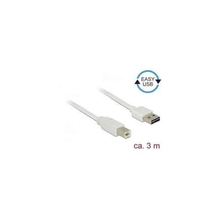 Delock Cable EASY-USB 2.0-A apa > USB 2.0 B apa 3 m fehér