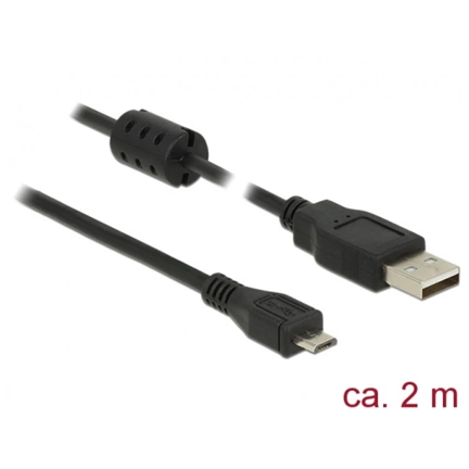 Delock Cable USB 2.0 Type-A male > USB 2.0 Micro-B male 2 m fekete