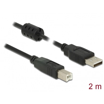 Delock Cable USB 2.0 Type-A male > USB 2.0 Type-B male 2.0 m fekete
