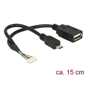 Delock Cable USB 2.0 pin header female 1,25 mm 8 pin > USB 2.0 Type-A female + USB 2.0 Type Micro-B male 15 cm