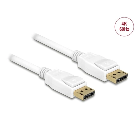 Delock Displayport 1.2 dugó > Displayport dugó 4K kábel -5m - Fehér (84879)