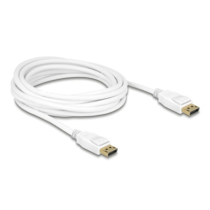 Delock Displayport 1.2 dugó > Displayport dugó 4K kábel -5m - Fehér (84879)
