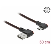 Delock EASY-USB 2.0 kábel A-típusú csatlakozódugó - EASY-USB Micro-B típusú csatlakozódugó, ívelt ba