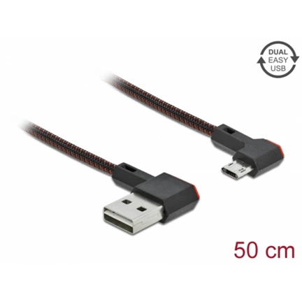 Delock EASY-USB 2.0 kábel A-típusú csatlakozódugó - EASY-USB Micro-B típusú csatlakozódugó, ívelt ba