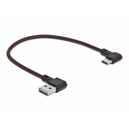 Delock EASY-USB 2.0 kábel A-típusú csatlakozódugó - USB Type-C csatlakozódugó, ívelt bal / jobb, 0, Delock EASY-USB 2.0 kábel A-típusú csatlakozódugó - USB Type-C csatlakozódugó, ívelt bal / jobb, 0,