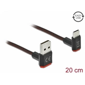 Delock EASY-USB 2.0 kábel A-típusú csatlakozódugó - USB Type-C csatlakozódugó, ívelt felfelé / lefe