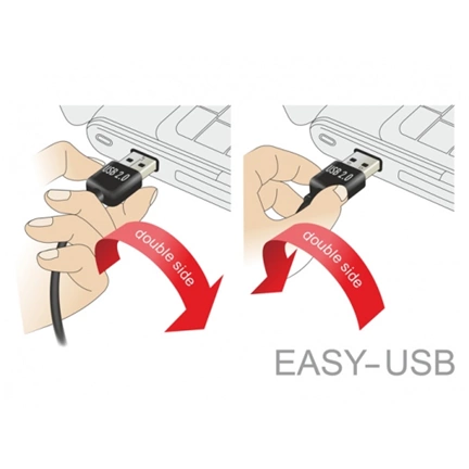 Delock Easy-USB -> EasyUSB micro-B M/M adatkábel 3m fekete egyenes/90°