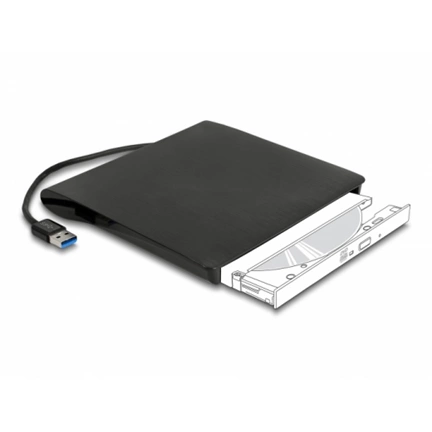 Delock External 9,5 mm magasságú, 5.25” Ultra Slim SATA meghajtókhoz USB A-típusú apa csatlakozóval
