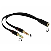 Delock Headset adapter 1 x 3,5 mm-es 4-tűs anya sztereo jack - 2 x 3,5 mm-es, 3-tűs apa sztereo jack