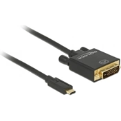 Delock Kábel USB-C csatlakozó > DVI 24+1 csatlakozó (DP vált.) 4K 30 Hz - 2 m - fekete