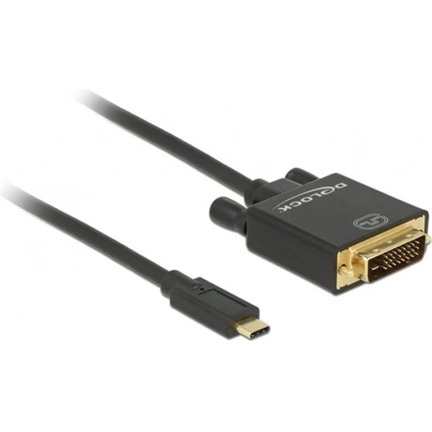 Delock Kábel USB-C csatlakozó > DVI 24+1 csatlakozó (DP vált.) 4K 30 Hz - 2 m - fekete