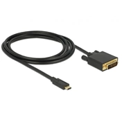 Delock Kábel USB-C csatlakozó > DVI 24+1 csatlakozó (DP vált.) 4K 30 Hz - 2 m - fekete