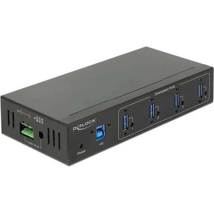 Delock Külső ipari hub 4 x USB 3.0 A-típusú 15 kV ESD védelemmel