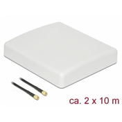 Delock LTE MIMO Antenna 2 x SMA Plug 8 dBi directional with connection cable RG-58 10 m white outdoor