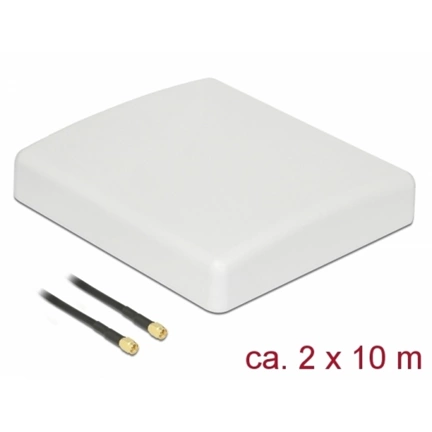 Delock LTE MIMO Antenna 2 x SMA Plug 8 dBi directional with connection cable RG-58 10 m white outdoor