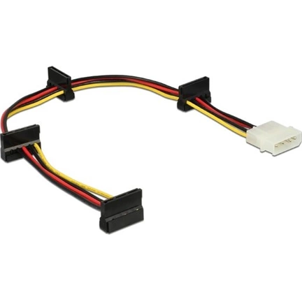 Delock Molex-tápkábel 4 tus csatlakozódugóval > 4 x 15 tus SATA-csatlakozóhüvely, 40 cm Delock Molex-tápkábel 4 tus csatlakozódugóval > 4 x 15 tus SATA-csatlakozóhüvely, 40 cm