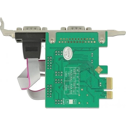 Delock PCI Express kártya > 2 x nagy sebességű 921K, RS-232 soros csatlakozó, tápellátással