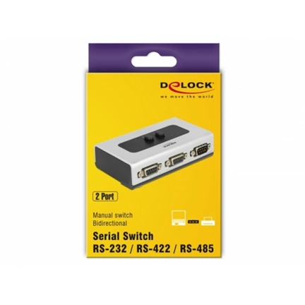 Delock RS-232 / RS-422 / RS-485 soros kapcsoló, 2 port, manuális