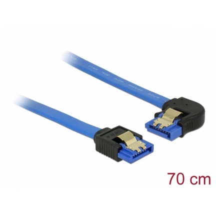 Delock SATA-kábel, 6 Gb/s, hüvely, egyenes > SATA hüvely, balra néző csatlakozódugóval, 70 cm, kék aranyszínű kapcsokkal Delock SATA-kábel, 6 Gb/s, hüvely, egyenes > SATA hüvely, balra néző csatlakozódugóval, 70 cm, kék aranyszínű kapcsokkal