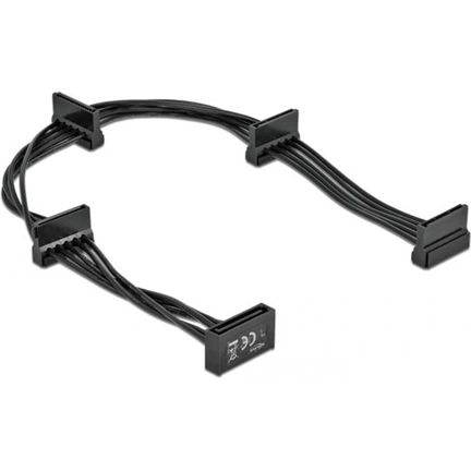 Delock SATA-tápkábel 15 tűs csatlakozódugóval > 4 x 15 tűs SATA-csatlakozóhüvely, 40 cm, fekete Delock SATA-tápkábel 15 tűs csatlakozódugóval > 4 x 15 tűs SATA-csatlakozóhüvely, 40 cm, fekete