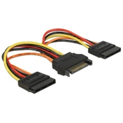 Delock SATA tápkábel 15 tus csatlakozódugóval > 2 x hálózati SATA 15 tus csatlakozóhüvellyel, 15 cm Delock SATA tápkábel 15 tus csatlakozódugóval > 2 x hálózati SATA 15 tus csatlakozóhüvellyel, 15 cm
