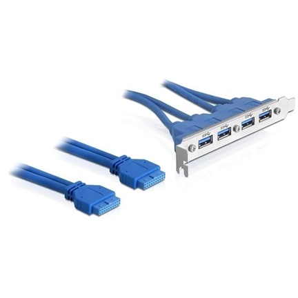 Delock Slot bracket USB 3.0 pin header 19 pin 2 x internal > 4 x USB 3.0-A female external