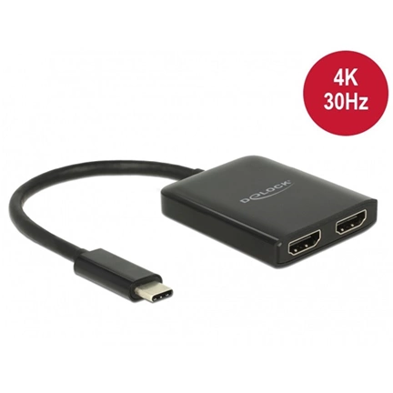 Delock Splitter USB-C - 2x HDMI 4K fekete