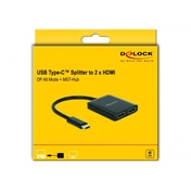 Delock Splitter USB-C - 2x HDMI 4K fekete