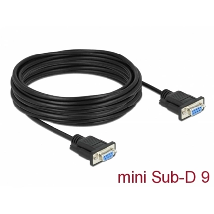 Delock Sub D9-es, null modemű, RS-232 soros kábel, anya-anya, 10 m