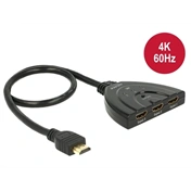 Delock Switch HDMI UHD 3x HDMI in 1x HDMI out 4K, 50 cm kábellel