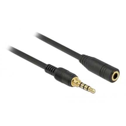Delock Sztereó jack hosszabbító kábel 3,5 mm 4-tűs apa > anya 1 m hosszú fekete
