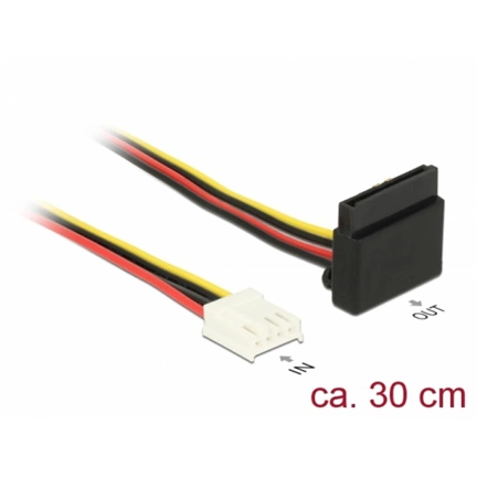 Delock Tápkábel, 4 tűs Floppy-csatlakozóhüvely > 15 tűs SATA-csatlakozóhüvely, fém, 30 cm
