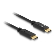 Delock USB-C -> USB-C M/M töltőkábel 0.15m fekete PD 5A E-Marker