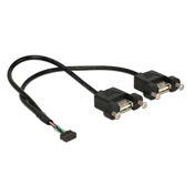 Delock USB2.0 pin header anya 2mm 10tűs > 2x USB2.0 Type-A anya panel modul kábel - 0,25m (84832)