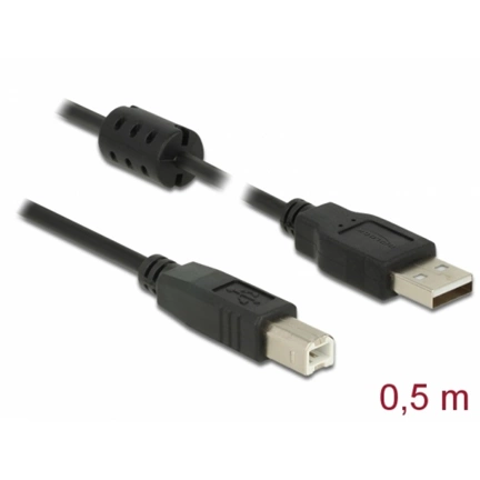 Delock USB 2.0-s kábel A-típusú csatlakozódugóval > USB 2.0-s, B-típusú csatlakozódugóval, 0,5 m, fe (3 év)