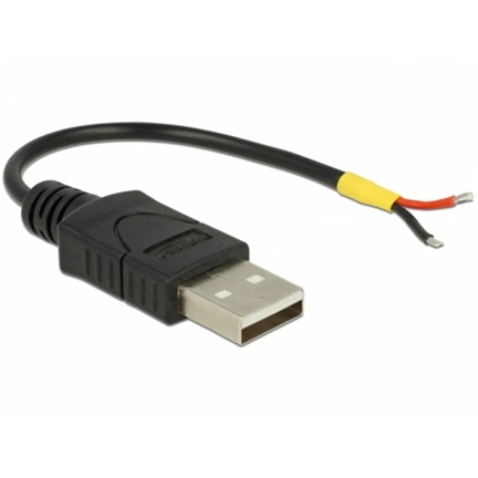 Delock USB 2.0 Type-A male > 2 x open wires power 10 cm Raspberry Pi cable Black