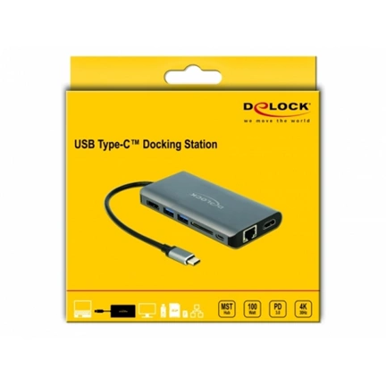 Delock USB Type-C™ dokkolóállomás 4K - HDMI / DP / USB 3.0 / SD / LAN / PD 3.0