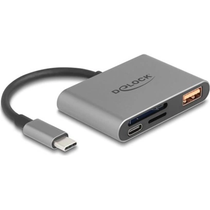 Delock USB Type-C kártyaolvasó SD és micro SD memóriakártyákhoz + USB Type-A 10G port + USB Type-C PD 85W port Delock USB Type-C kártyaolvasó SD és micro SD memóriakártyákhoz + USB Type-A 10G port + USB Type-C PD 85W port