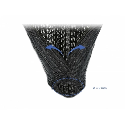 Delock fonott önzáródó kábelharisnya (2m x 9mm) fekete