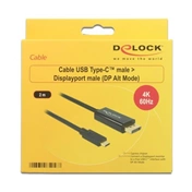Delock kábel USB Type-C male to Displayport male (DP Alt Mode) 4K 60Hz, 2m