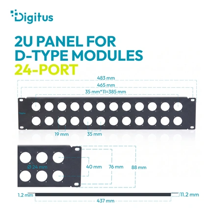 Digitus 2U rack panel for 24 x D-Type modules