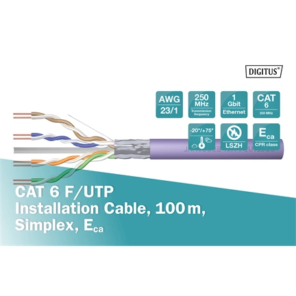 Digitus CAT6 F-UTP Installation cable 100m Purple