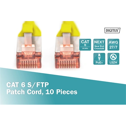 Digitus CAT6 S-FTP Patch Cable 0,5m Yellow (10db)