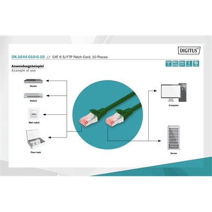 Digitus CAT6 S-FTP Patch Cable 1m Green (10db)