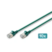 Digitus CAT 6A F-FTP keskeny patch kábel, 0,3 m, zöld, 10 db