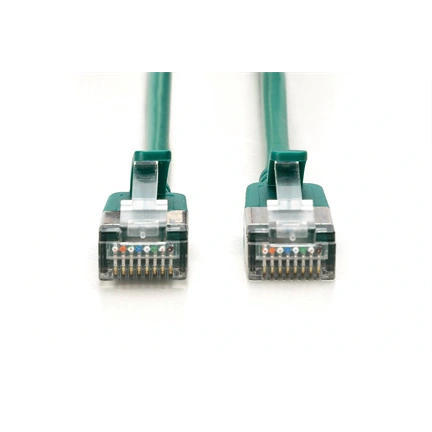Digitus CAT 6A F-FTP keskeny patch kábel, 0,3 m, zöld, 10 db
